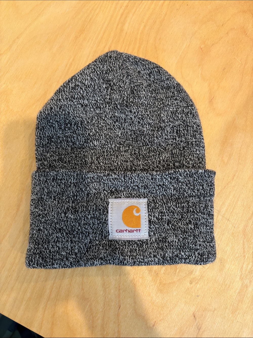 Carhartt Heather Black/Grey Marled Beanie with Gold Patch